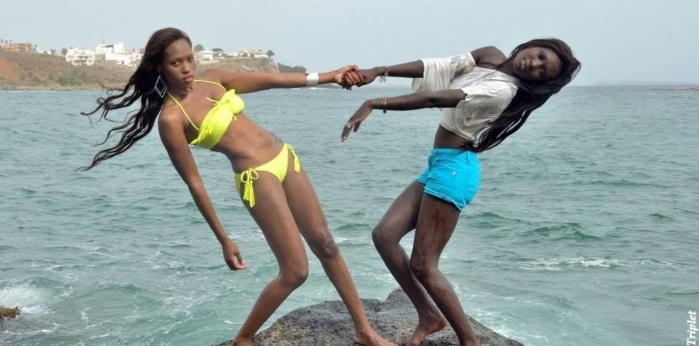 Les top-models, Damele Mariam et Ebene Diop à la plage