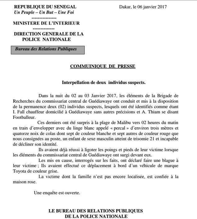 Enlèvement d'un enfant atteint de trisomie : Les explications de la Police