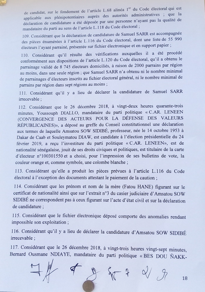 Présidentielle 2019 - Publication de la liste des candidats : voici le dernier jet des motivations du Conseil constitutionnel (Documents)