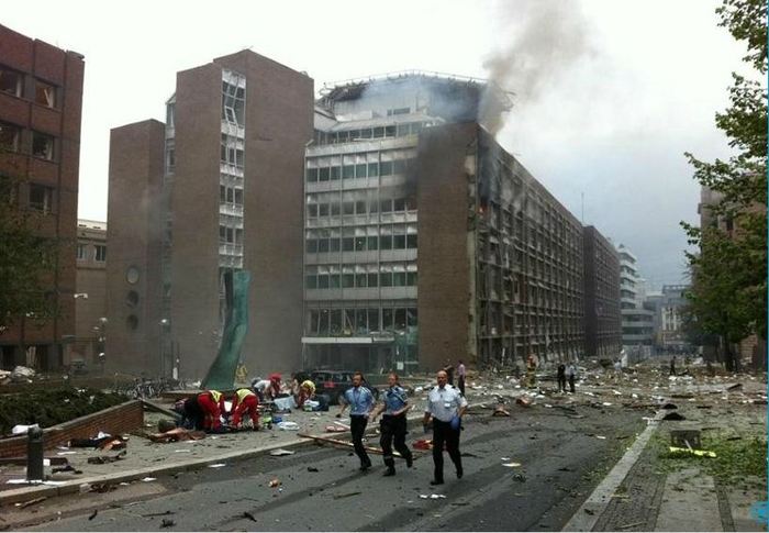 [ PHOTOS ] Oslo, le lieu de l'explosion avant et après