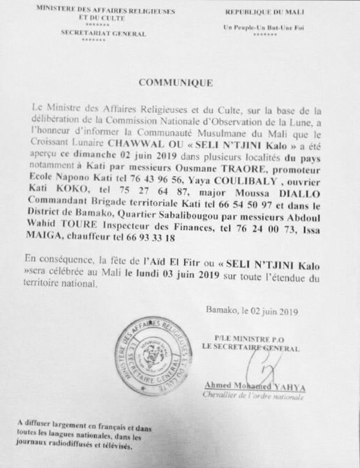 La Korité (Aïd al-Fitr) fêtée ce lundi 3 juin au Mali