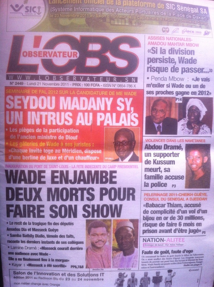 Revue de presse - L'Observateur : Seydou Madany Sy, un intrus au palais