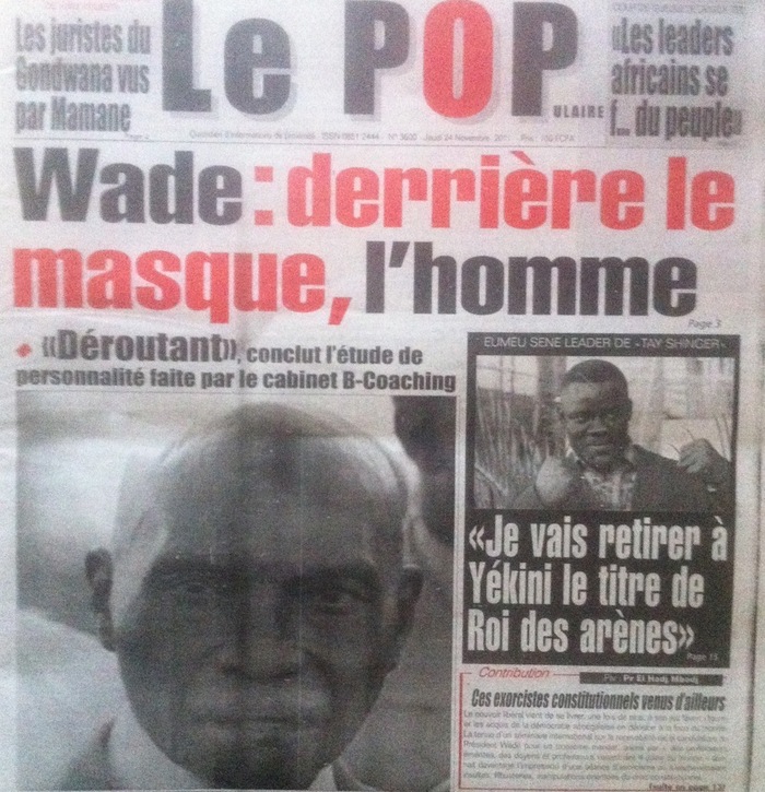 Revue de presse - Le Populaire  : Wade : Derrière le masque, l'homme