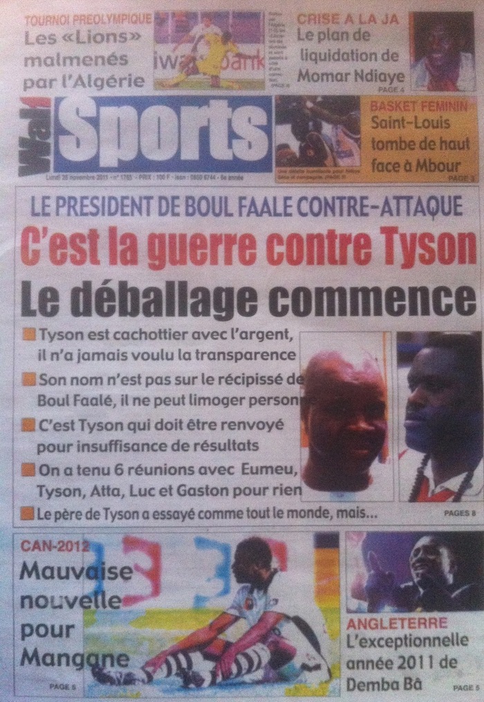 Revue de presse - Walf Sports : "C'est Tyson qui doit être renvoyé pour insuffisance de résultats." 