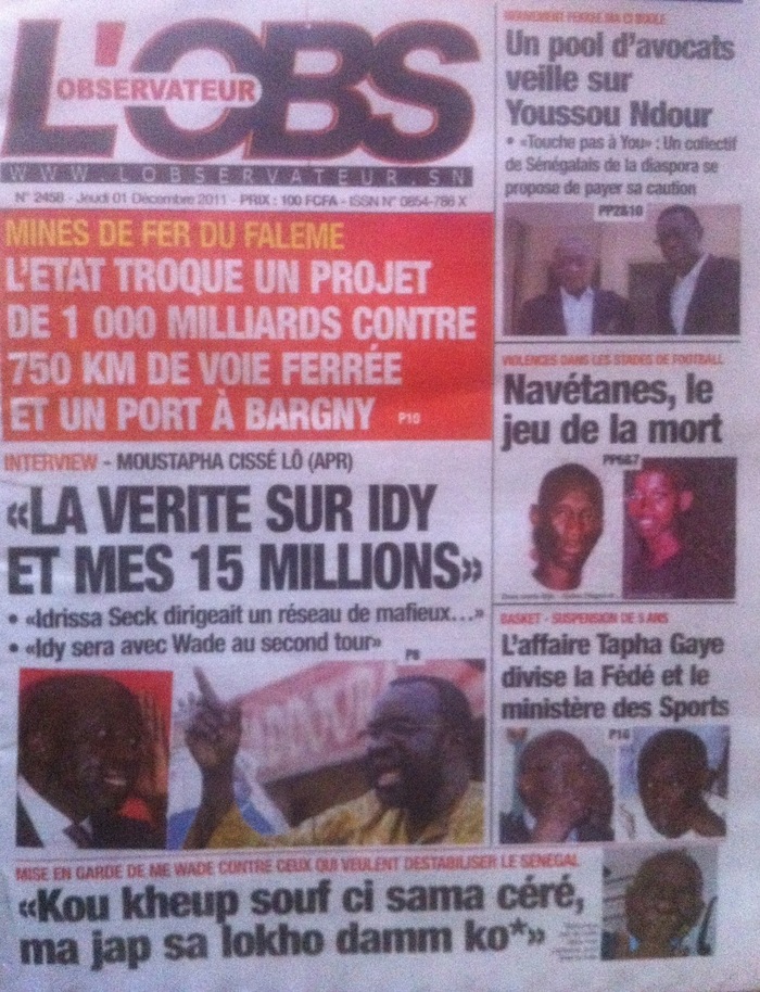 "La vérité sur Idy et mes 15 millions" (Moustapha Cissé Lô)