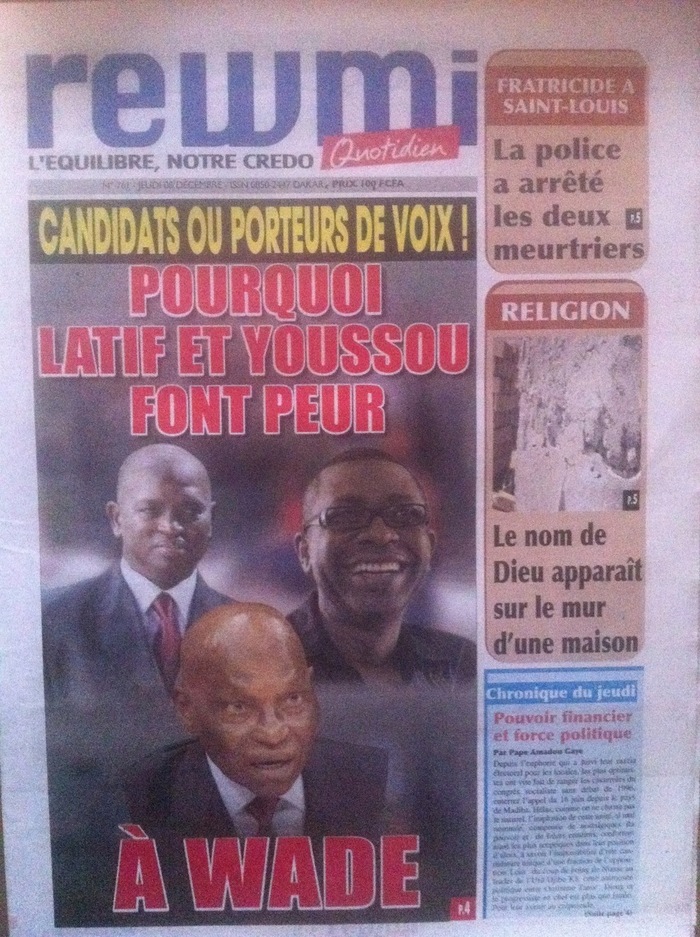 Candidats ou porteurs de voix ! Pourquoi Latif et Youssou font peur à Wade