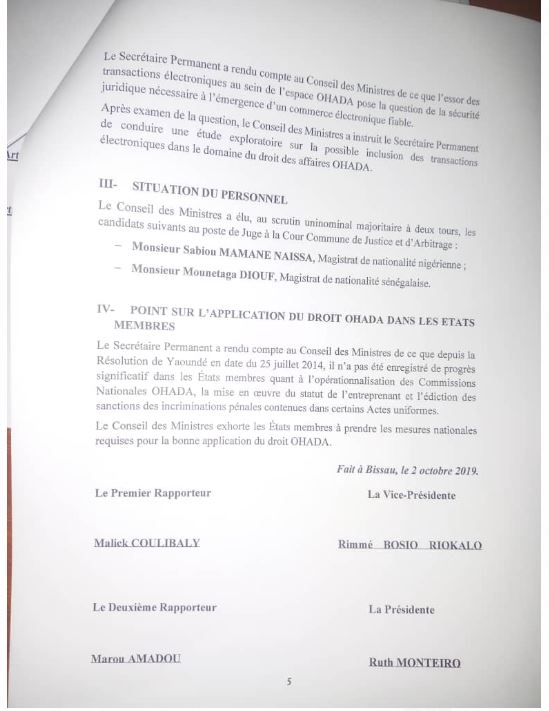 Conseil des ministres des pays membres de l’Ohada : Le juge Mountaga Diouf élu juge à la Cour commune de justice et d’arbitrage (CCJA)