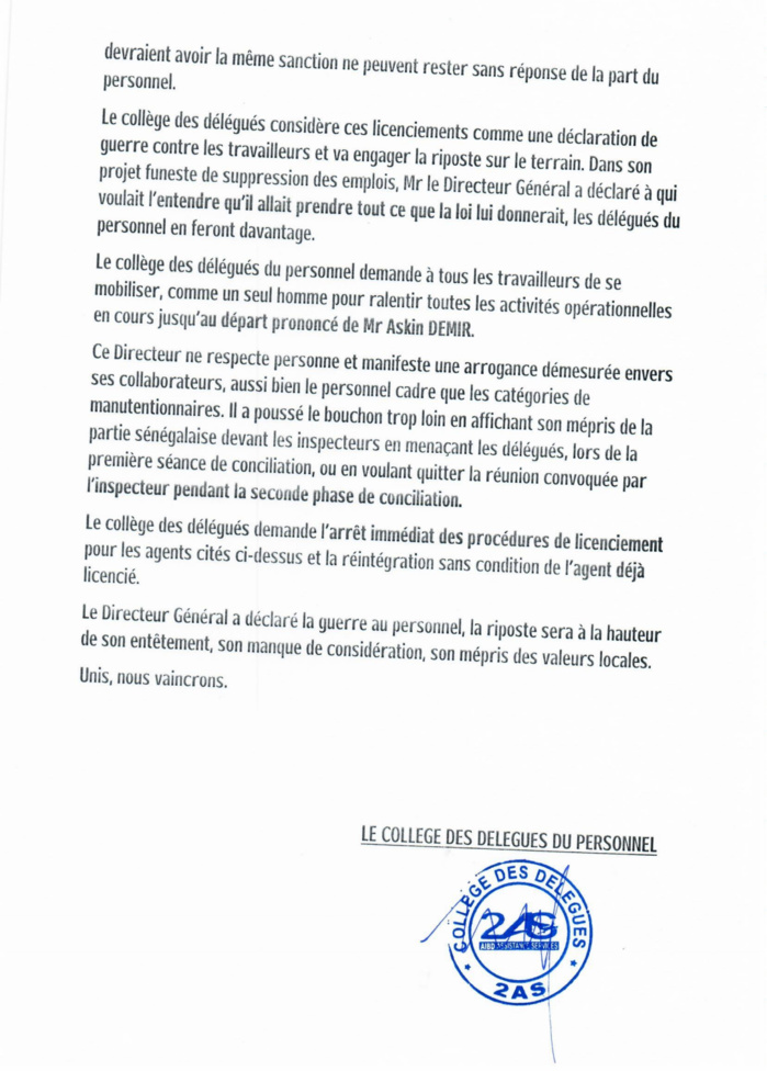 Mouvement d’humeur à l’AIBD : Les agents de 2AS sortent les brassards rouges et réclament la tête du Dg, Askin Demir.