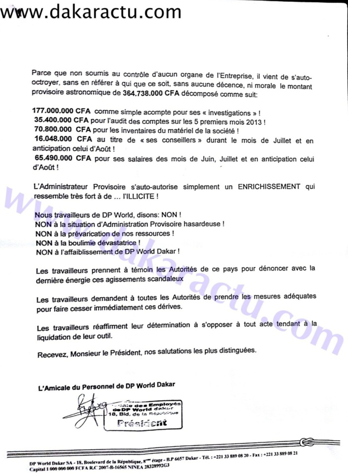 Papa Alboury N'dao, un charognard qui dépèce DP World.(DOCUMENTS)