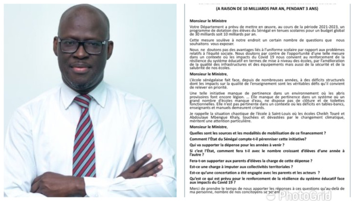 30 MILLIARDS POUR DES TENUES SCOLAIRES : Le député Cheikh Bamba Dièye a adressé une question écrite au ministère de l’éducation nationale (DOCUMENT)