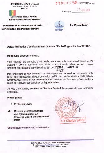 Histoire des bateaux russes arraisonnés au large de la Guinée-Bissau: 200 et 400 millions FCFA réclamés à la partie russe.