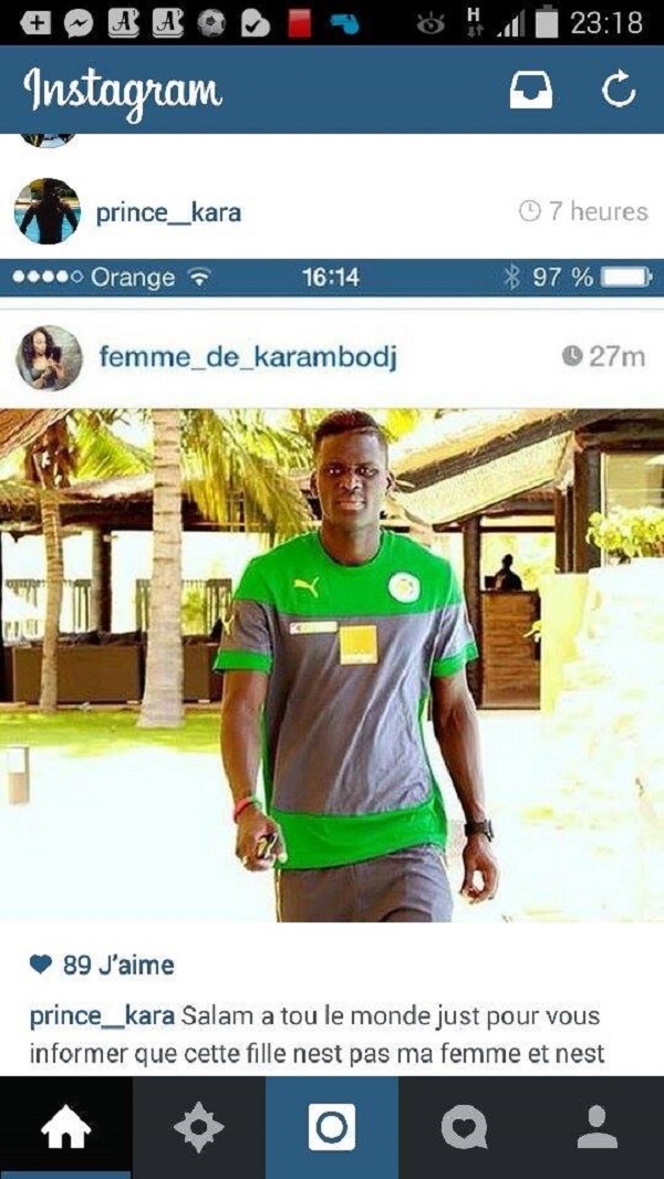 Kara Mbodj dément être l'amant, encore moins le mari de Jeanne N'diaye sur Instagram