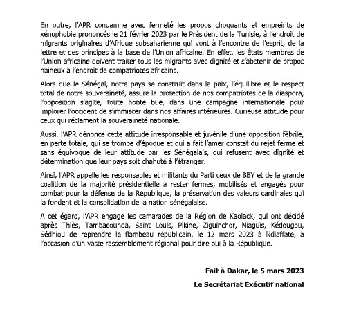 Tournée économique à Sédhiou, baisse du coût des loyers, MFDC, opposition... : Le SEN de l'Apr réagit.