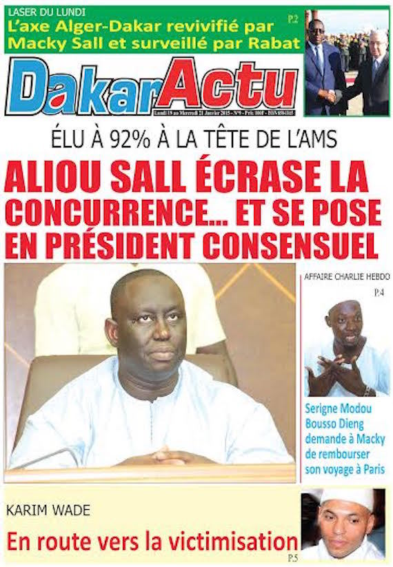 Dakaractu Bi hebdo : Voici la Une du lundi 19 Janvier 2015