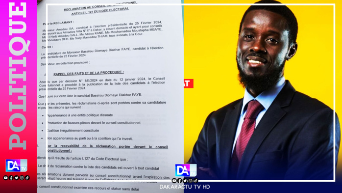 Recours au Conseil constitutionnel : ce qui est reproché aux candidats Bassirou Diomaye Faye et Cheikh Tidiane Dièye.