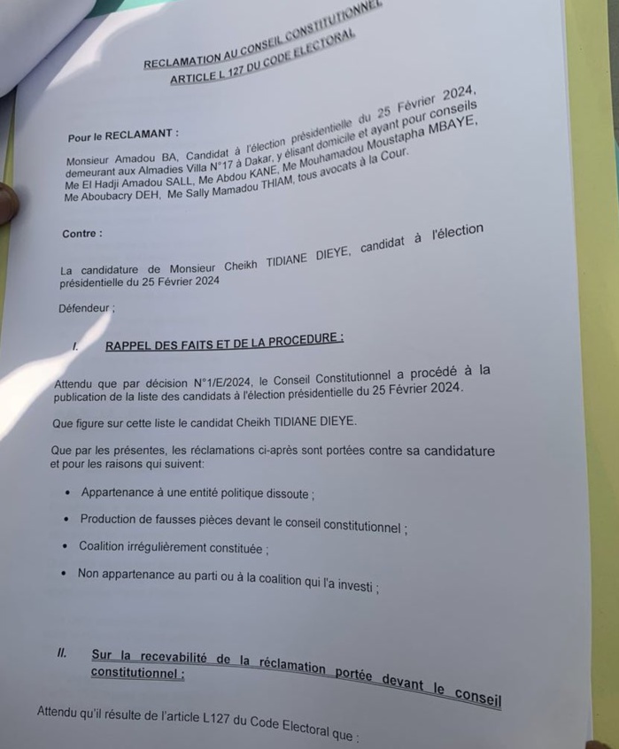 Recours au Conseil constitutionnel : ce qui est reproché aux candidats Bassirou Diomaye Faye et Cheikh Tidiane Dièye.