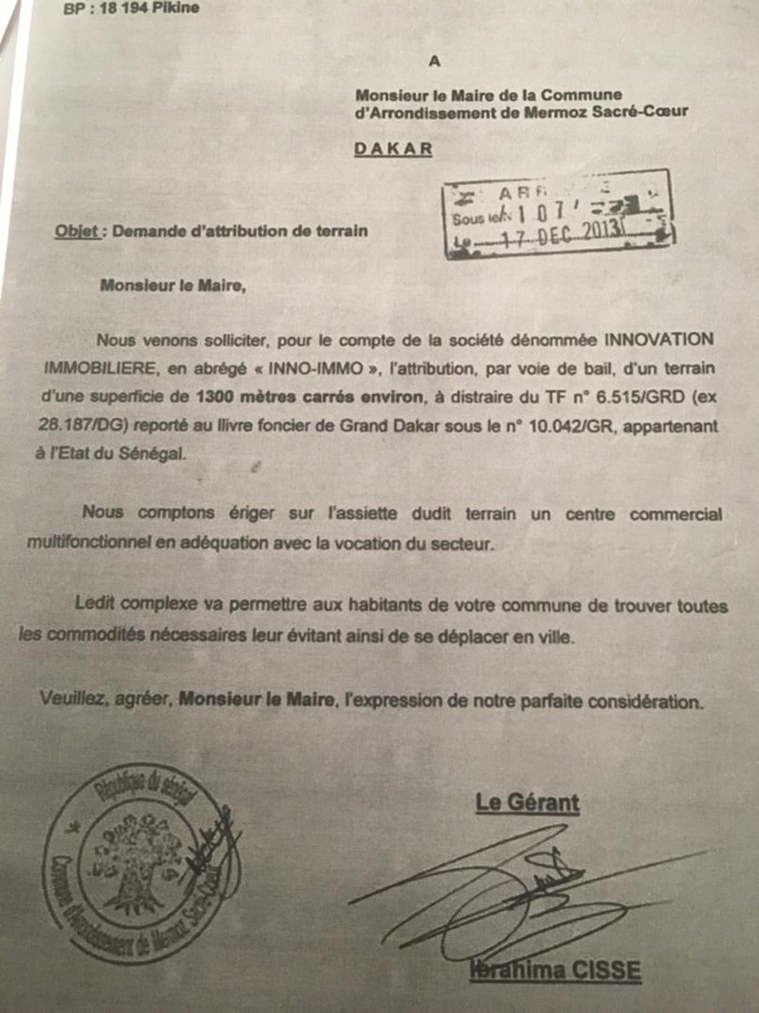 TF Mermoz-I.Cissé apporte la réplique à l'inspecteur des Impôts: " Qu'il nous montre son acte de vente..."