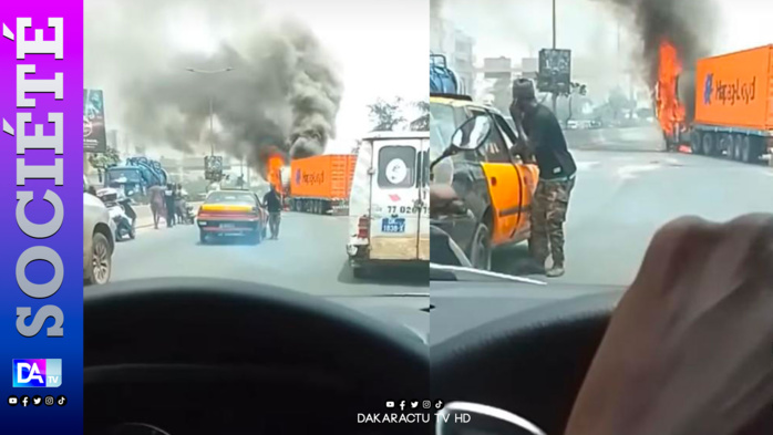 Autoroute: un camion porte-container a pris feu à hauteur de Hann