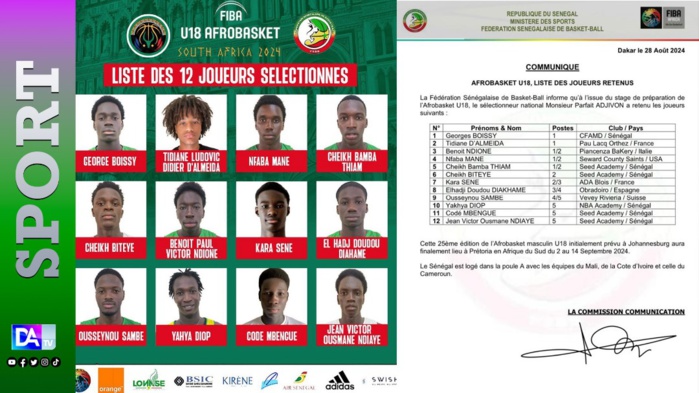 Afrobasket U18 : Parfait Adjivon dévoile ses 12 lionceaux