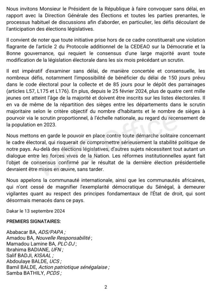 Pour un processus électoral concerté et équitable : L'Alliance pour la Transparence des élections met en garde le pouvoir en place contre toute démarche solitaire.