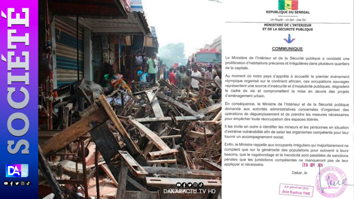 Dakar : le ministre de l’intérieur annonce une série de déguerpissements dans la capitale et prévient tout contrevenant.