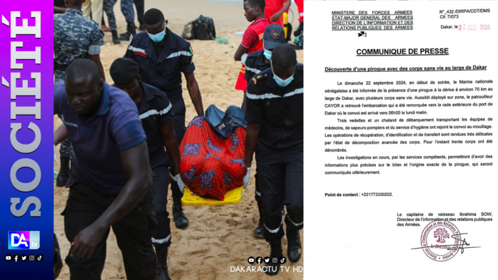 Pirogue avec des cadavres à bord : 30 corps en état de décomposition dénombrés… Les investigations se poursuivent (DIRPA)