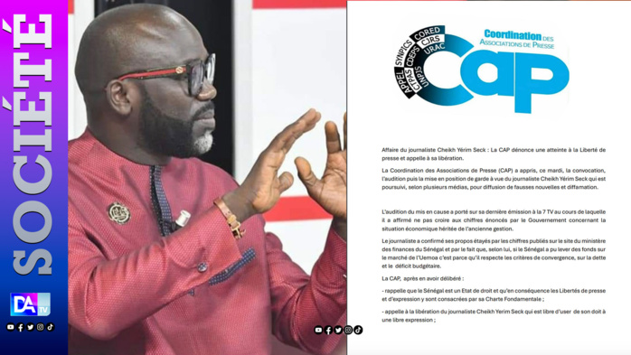 Placement en garde à vue de Cheikh Yérim Seck : la CAP dénonce une atteinte à la liberté de presse et demande sa libération.