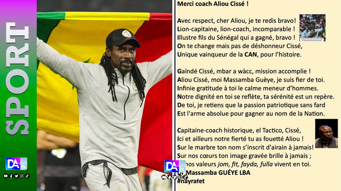 Hommage à Aliou Cissé : Le Dr Massamba Guèye lui marque sa reconnaissance à travers un poème