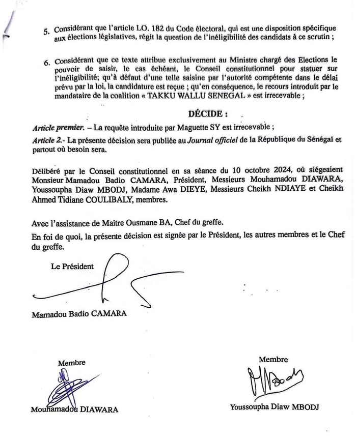 Rejet du recours contre la candidature de Sonko : ce qui a motivé la décision du Conseil constitutionnel (Document)