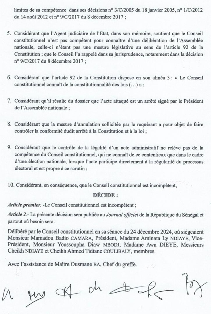 Requête de Barthélemy Dias: le Conseil constitutionnel se déclare incompétent