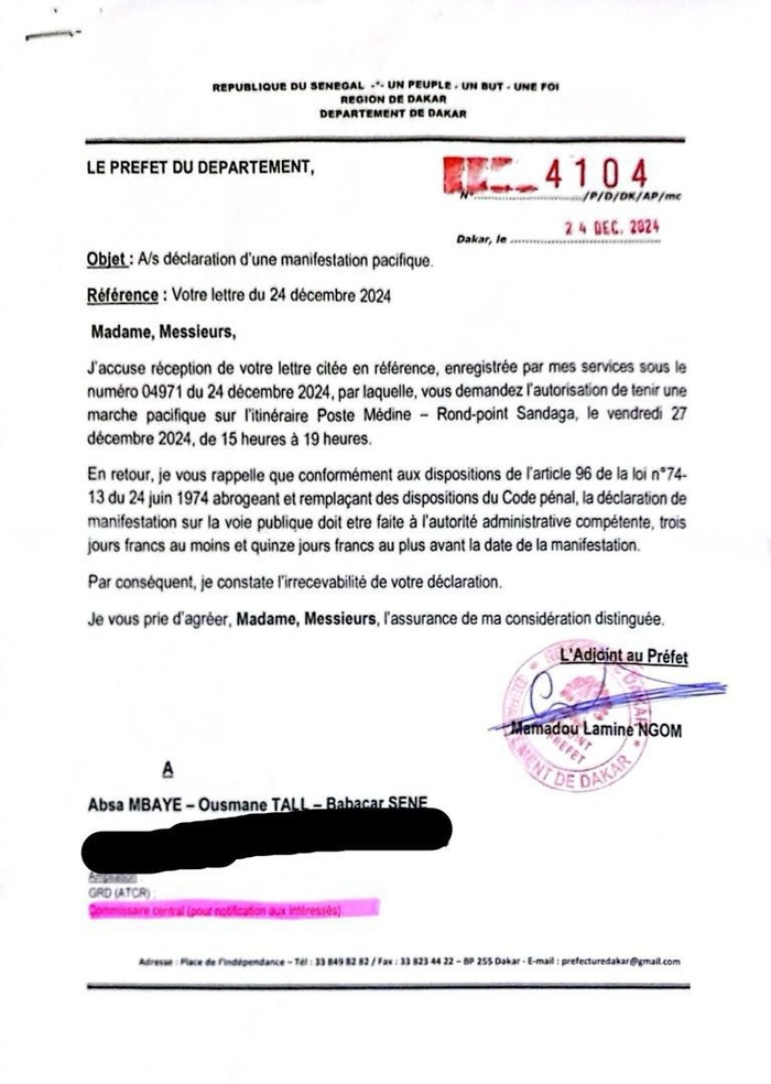 Rejet de sa déclaration de manifestation pacifique prévue ce vendredi 27 décembre: Le mouvement citoyen Les jeunes de Dakar avec Barth lance le collectif " Touche pas à mon maire".