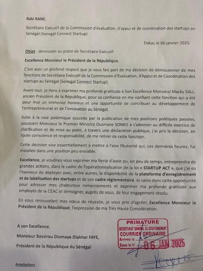 Vague d’indignation contre son maintien à son poste: Raki KANE cède à la pression des « patriotes » et présente sa démission