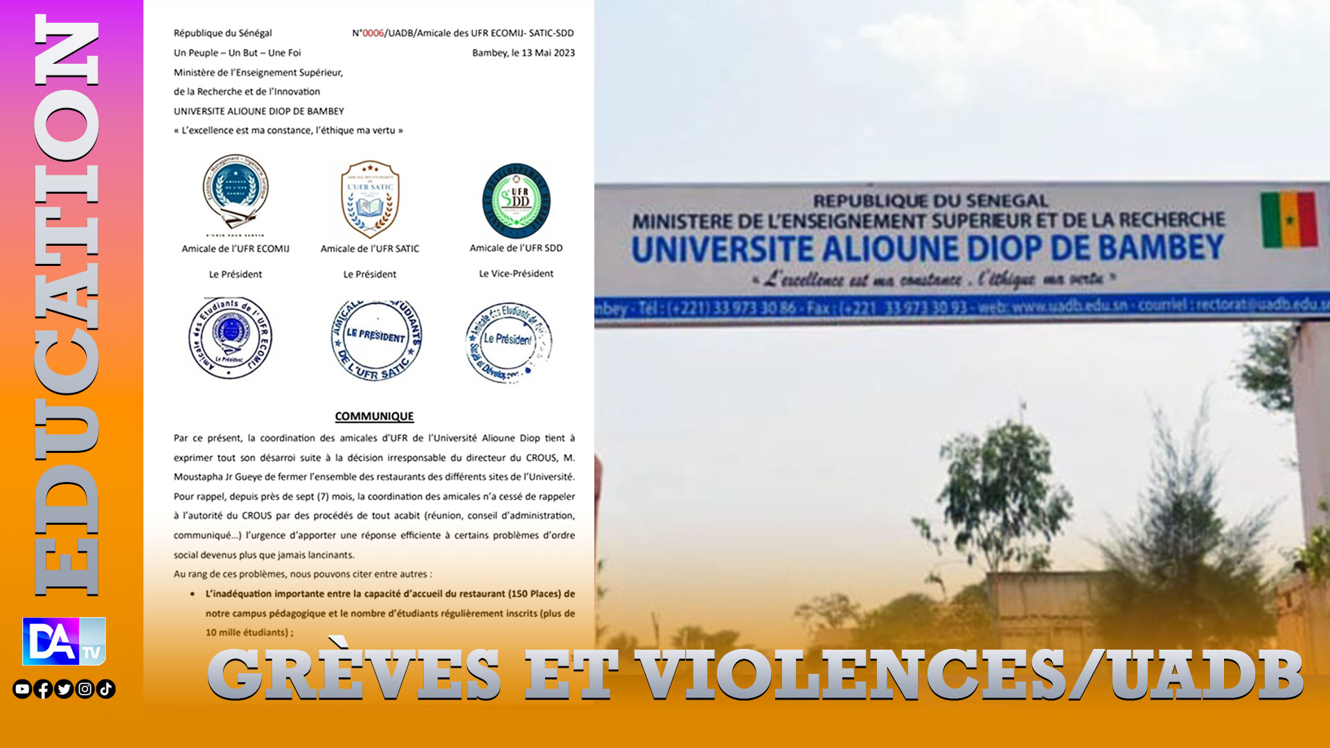 Université Alioune Diop De Bambey La Coordination Des Amicales Dufr Dénonce La Fermeture Des