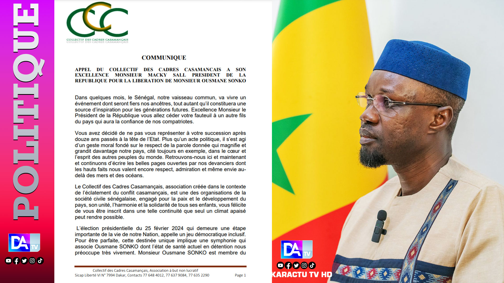 Lettre au président Macky Sall : Les cadres casamançais appellent à la libération de Sonko pour apaiser le climat social