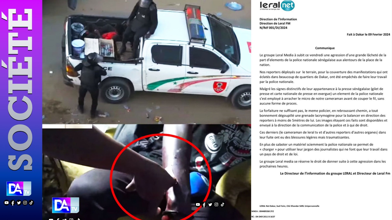 Manifs à Dakar: Des journalistes et techniciens du groupe Leral torturés et malmenés par les forces de l’ordre