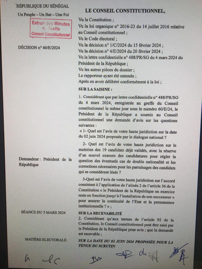 Élection présidentielle: Le Conseil Constitutionnel s'abstient de donner une date au-delà de la durée du mandat et maintient les 19 candidats