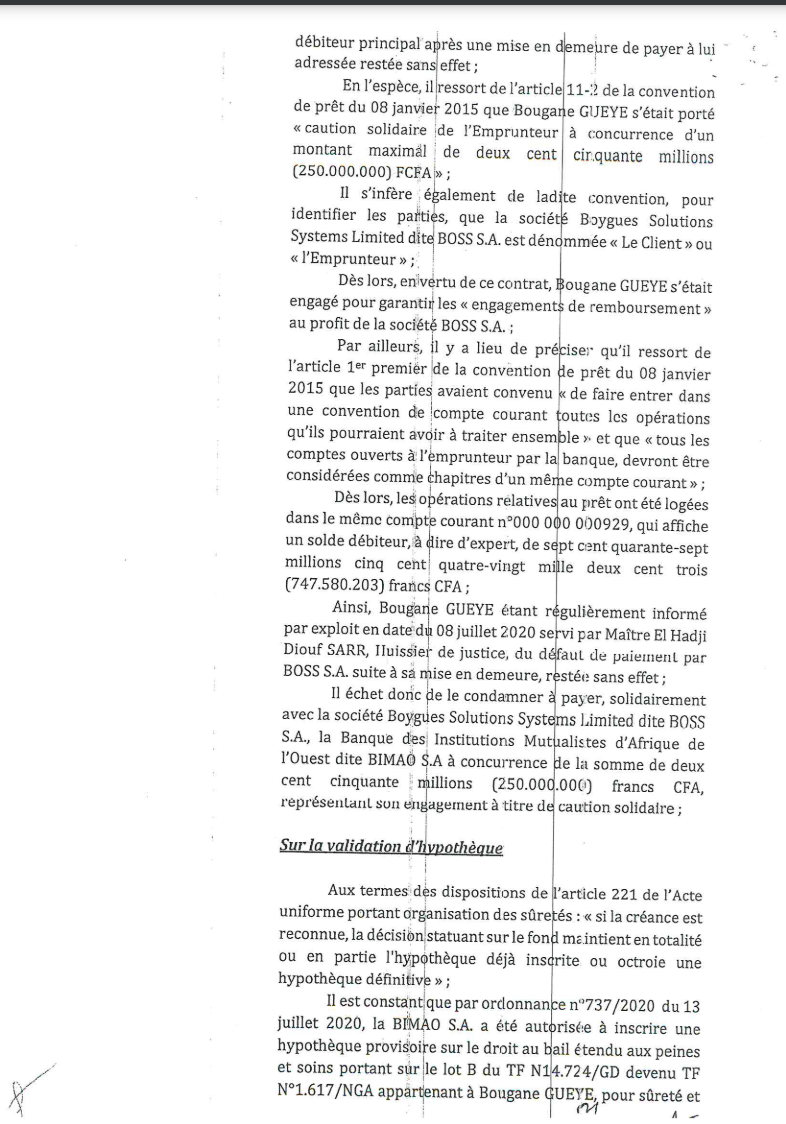 Contentieux d'affaires: Le tribunal du commerce de Dakar condamne Bougane à payer plus de 700.000.000 Fcfa à la BIMAO