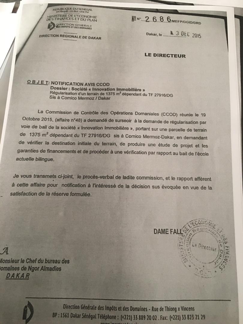 TF Mermoz-I.Cissé apporte la réplique à l'inspecteur des Impôts: " Qu'il nous montre son acte de vente..."