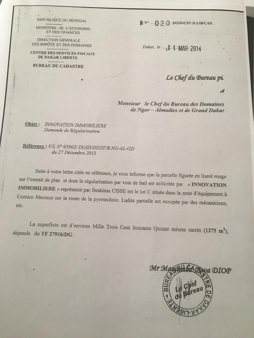 TF Mermoz-I.Cissé apporte la réplique à l'inspecteur des Impôts: " Qu'il nous montre son acte de vente..."