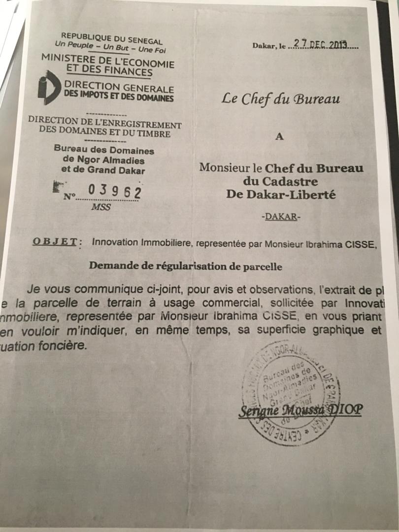 TF Mermoz-I.Cissé apporte la réplique à l'inspecteur des Impôts: " Qu'il nous montre son acte de vente..."