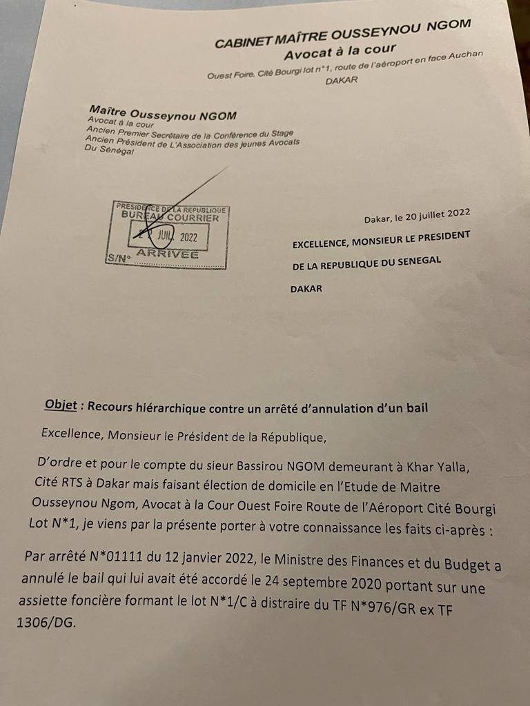 TF Mermoz-I.Cissé apporte la réplique à l'inspecteur des Impôts: " Qu'il nous montre son acte de vente..."