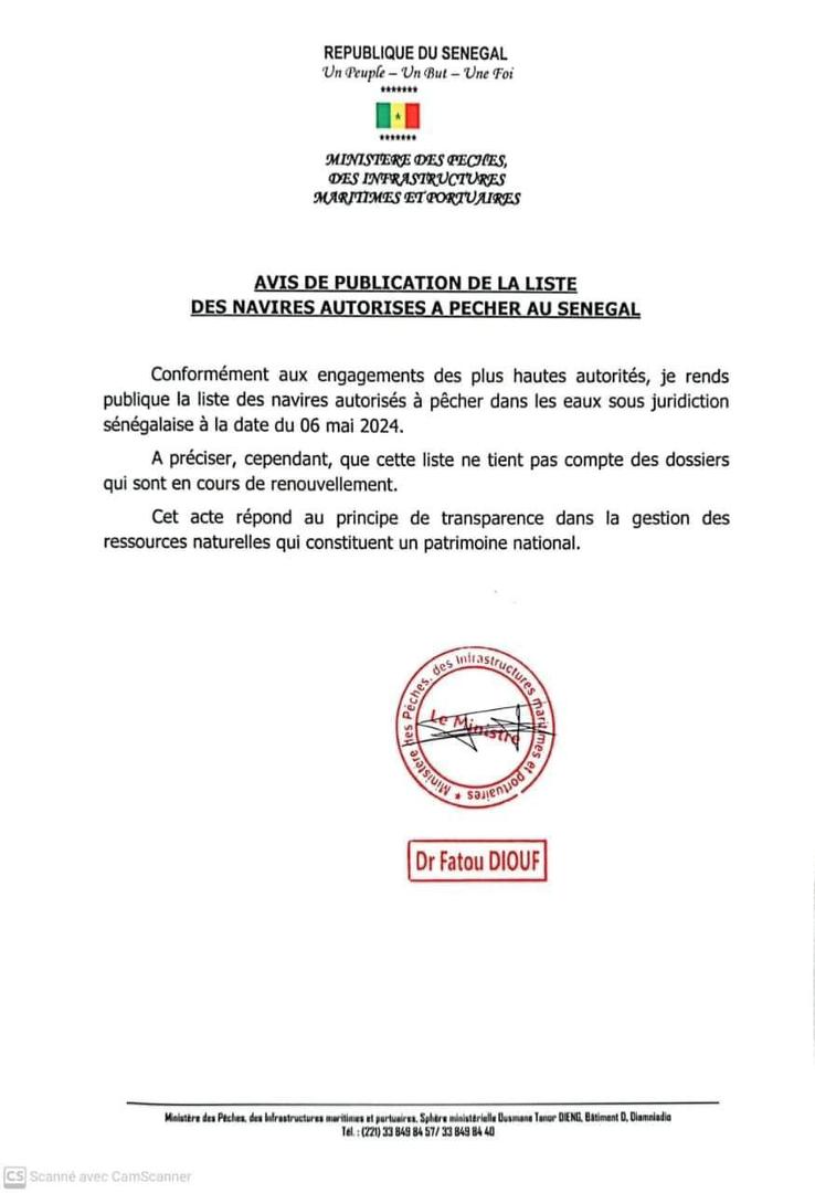 Pêche : L’Etat publie la liste de 132 navires nationaux et 19 bateaux étrangers autorisés à naviguer dans les eaux sénégalaises