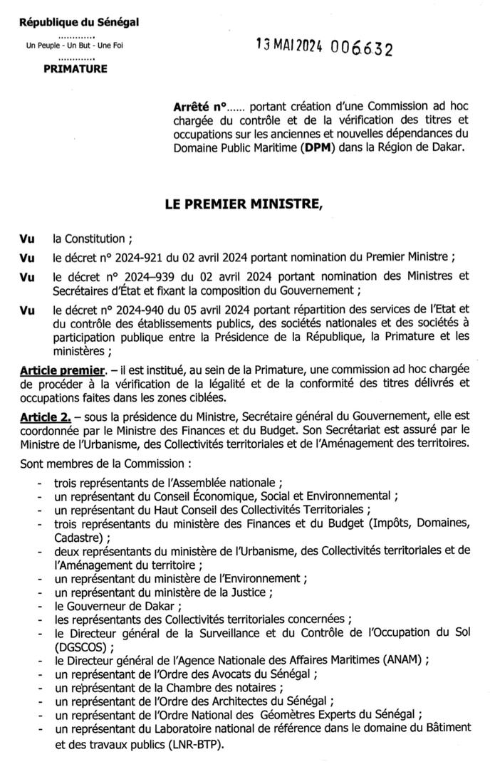 Travaux sur le domaine public maritime à Dakar : Le PM Ousmane Sonko annonce la suspension des travaux pour deux mois et une commission Ad Hoc