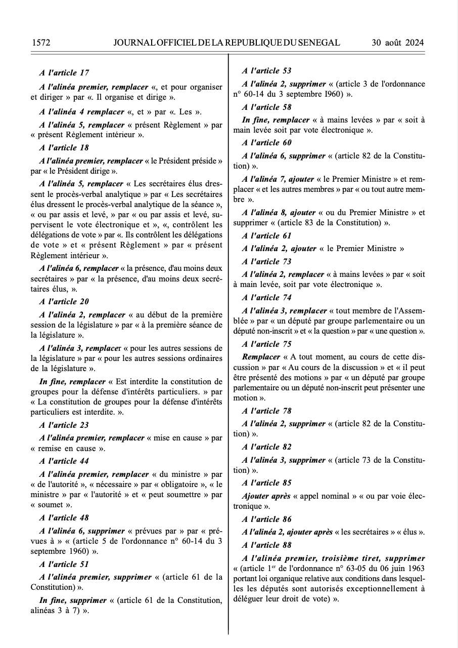 AN/ Publication du règlement intérieur au JO: La balle est dans le camp de Ousmane Sonko