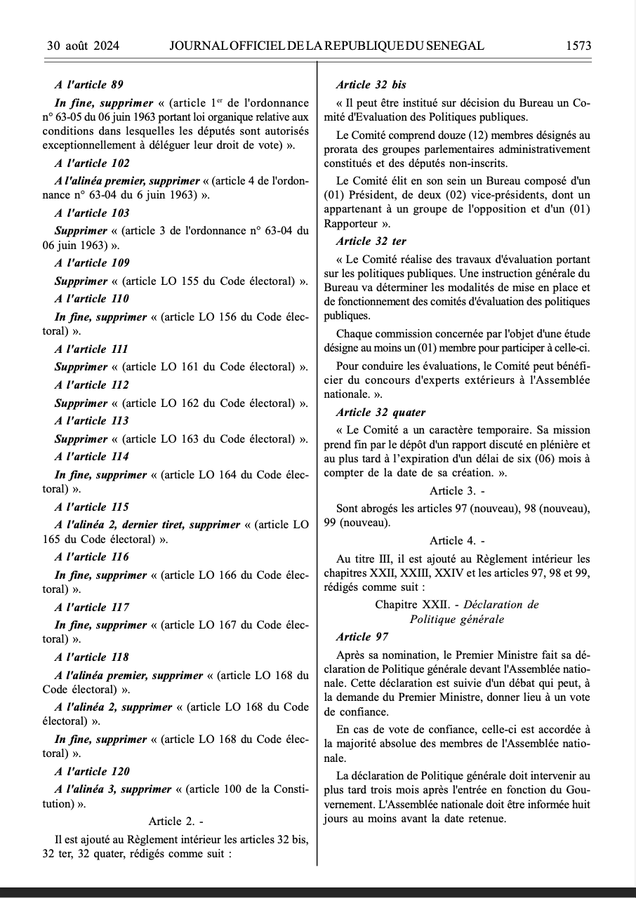 AN/ Publication du règlement intérieur au JO: La balle est dans le camp de Ousmane Sonko