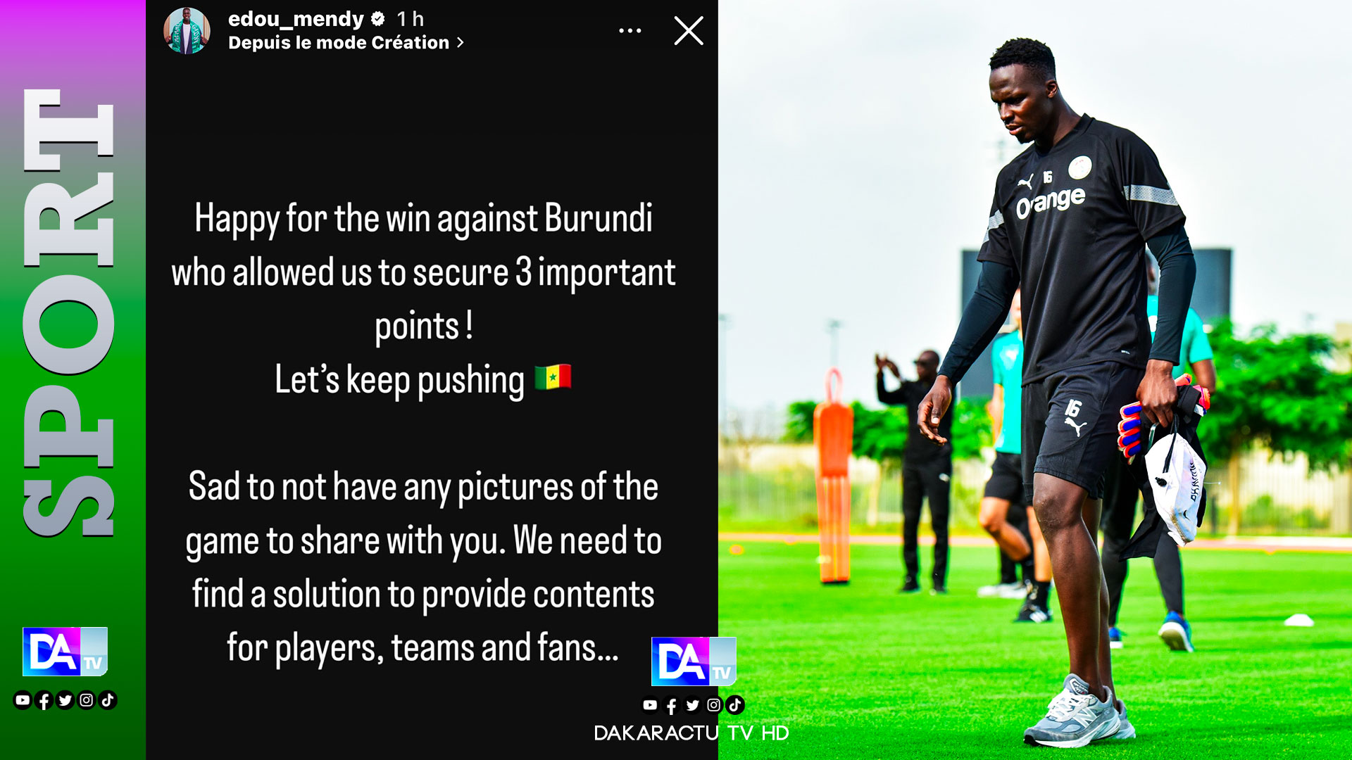 Absence de photos officielles à l’issue des matches contre le Burkina et le Burundi : Édouard Mendy tacle la FSF !