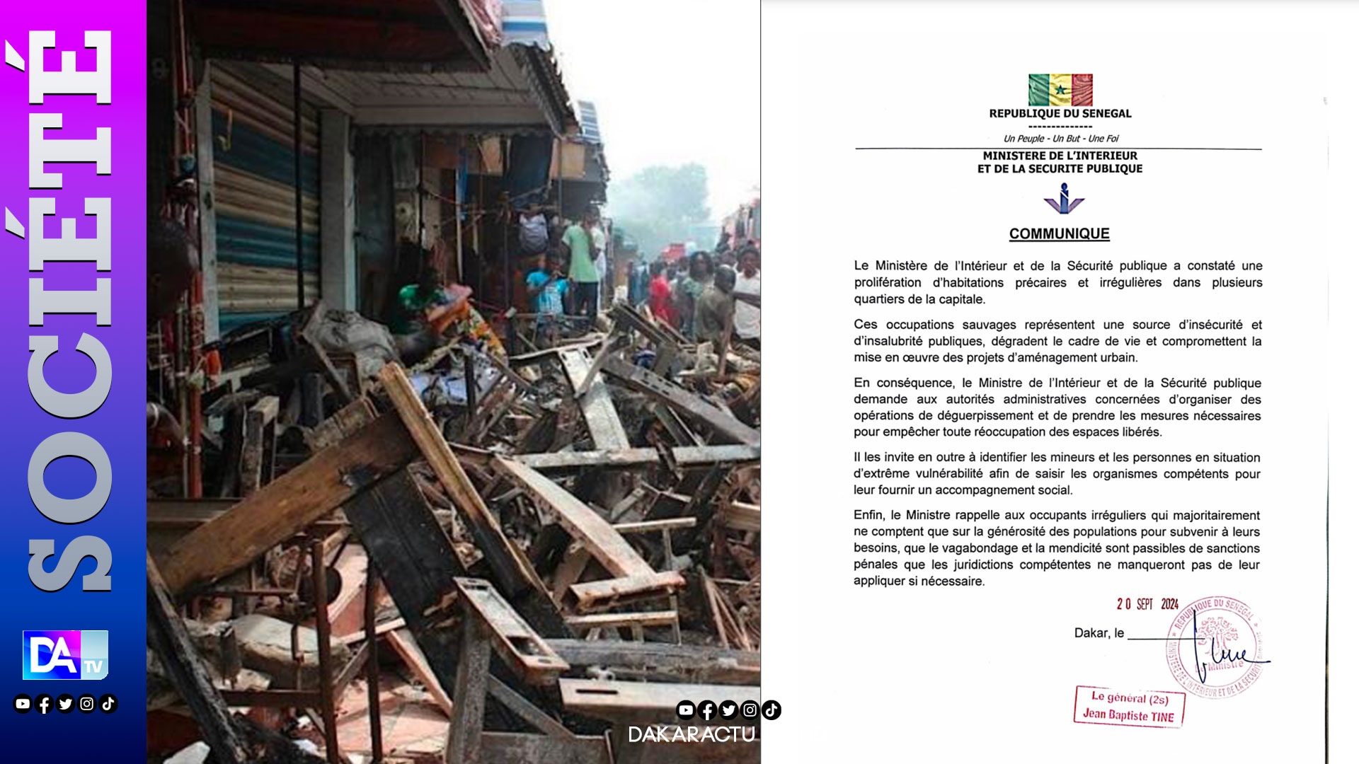 Dakar : le ministre de l’intérieur annonce une série de déguerpissements dans la capitale et prévient tout contrevenant.