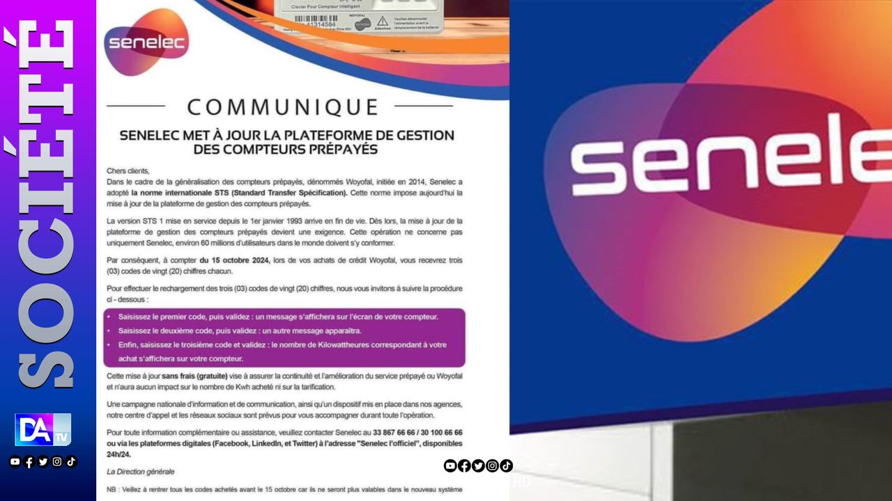 La Senelec annonce une mise à  jour des compteurs prépayés: voici comment recharger votre compte Woyofal