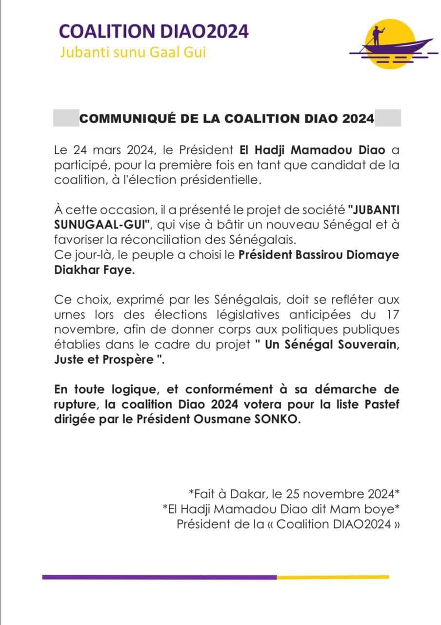 Législatives : Mame Boye Diao annonce son soutien au Parti Pastef 