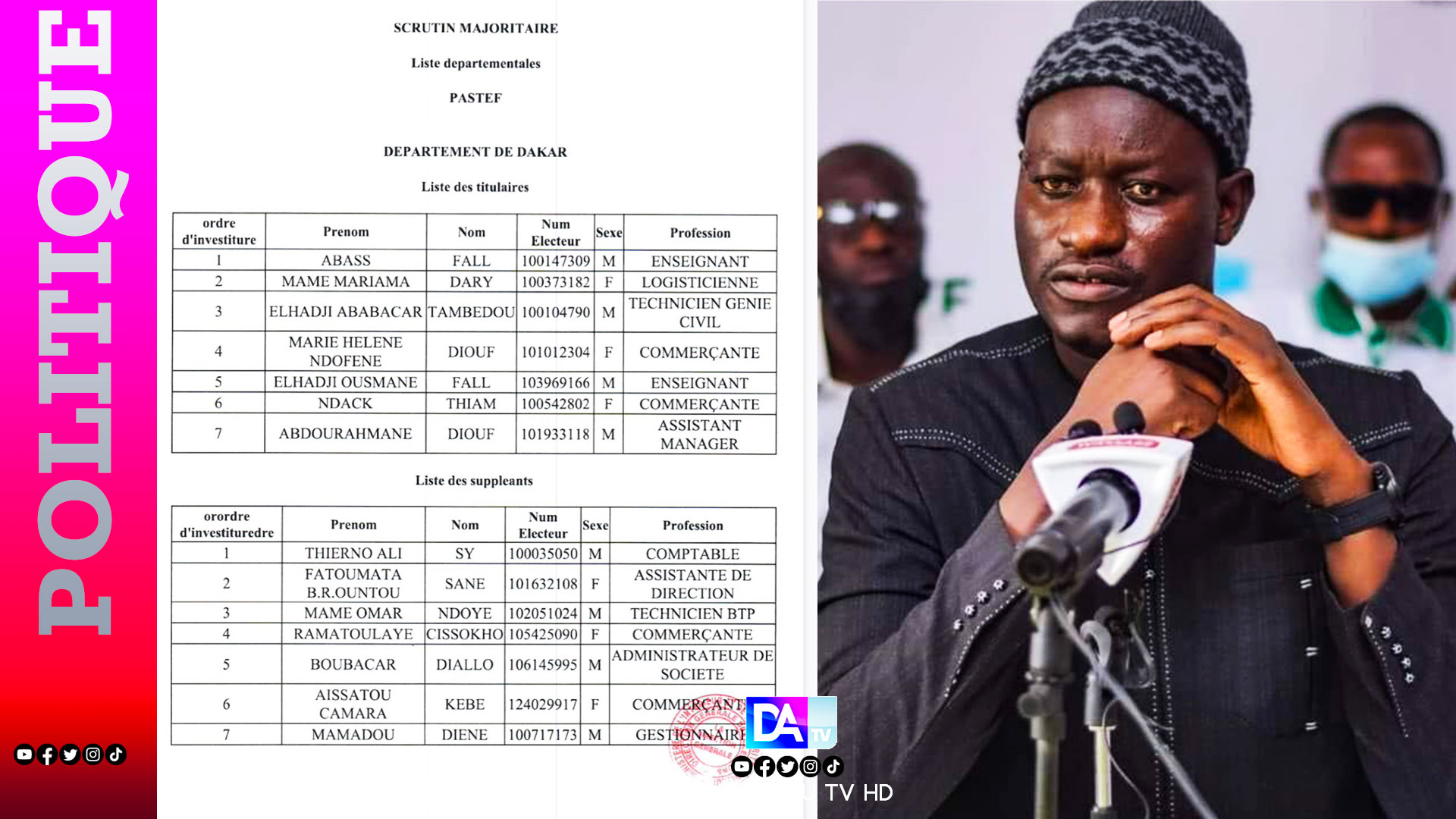 Élection législative du 17 novembre : Abass Fall, tête de liste de Pastef à Dakar